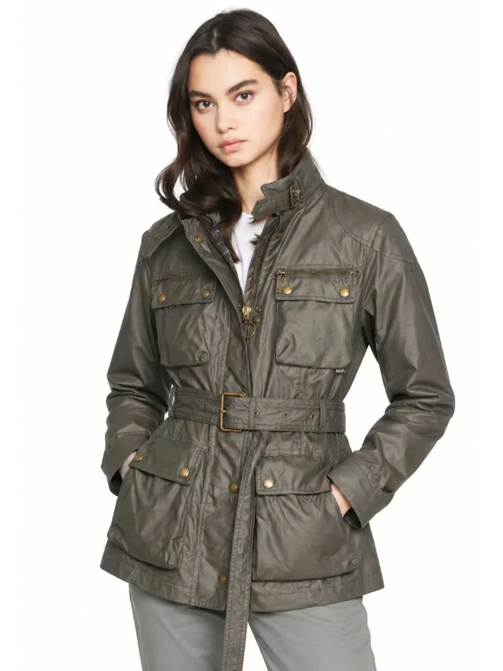 MICHAEL Michael Kors Olive Green Belted Military Utility Field Jacket M